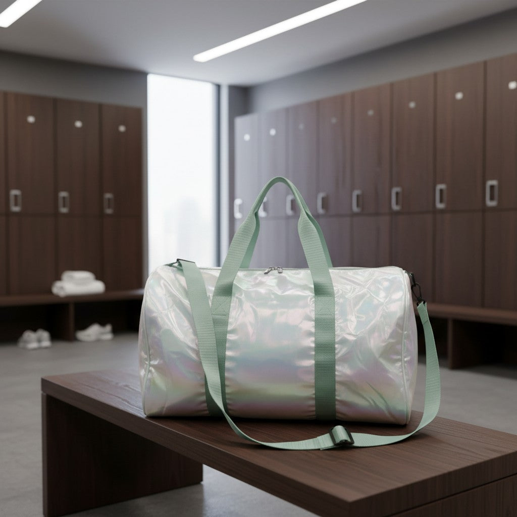 Pearl holographic gym duffel bag with mint green straps, Jack Gifts Online Lebanon