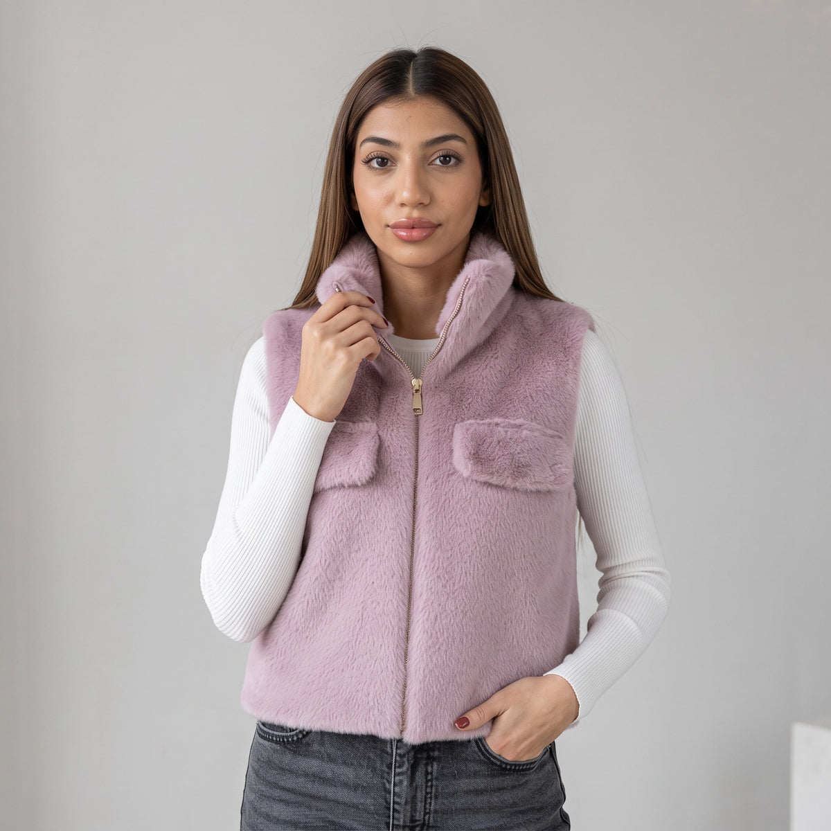 Purple Fur Vest