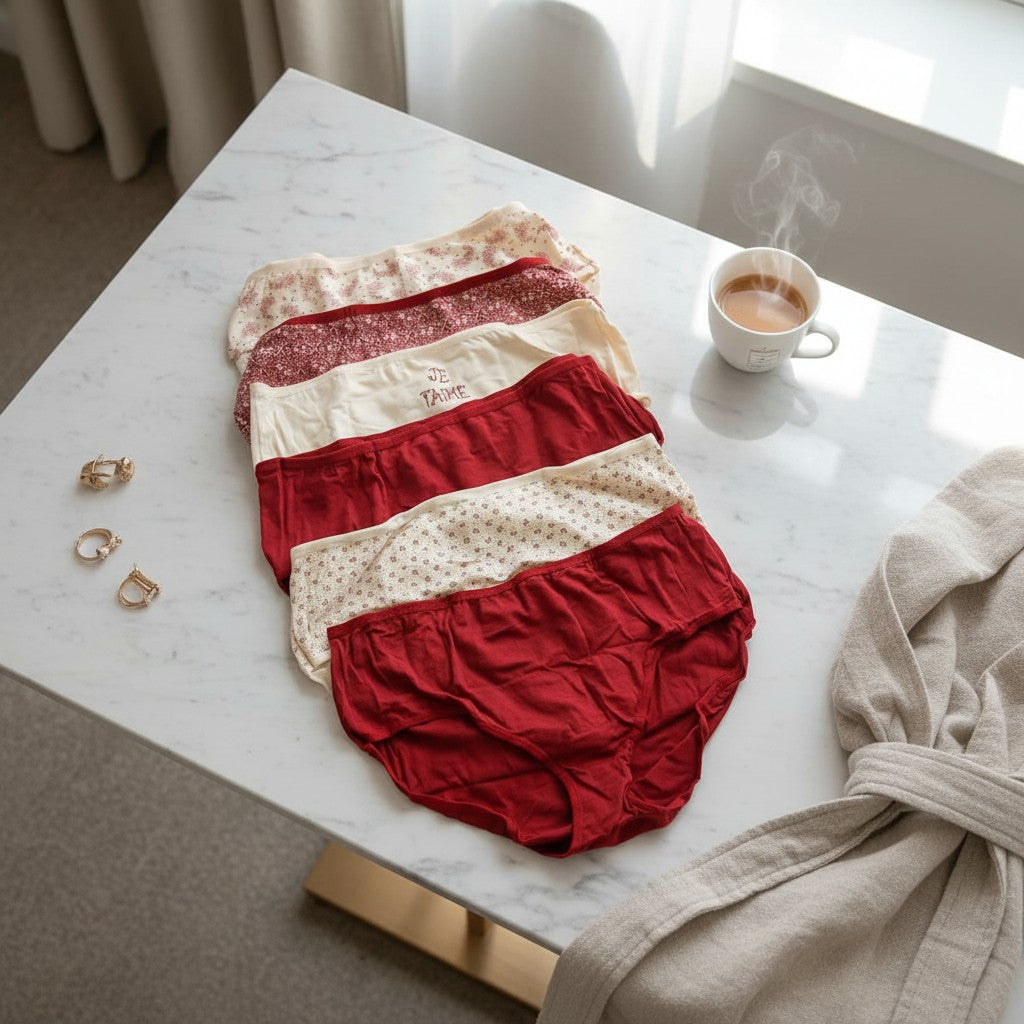 Women's red and cream floral cotton brief multipack, Jack Gifts Online Lebanon