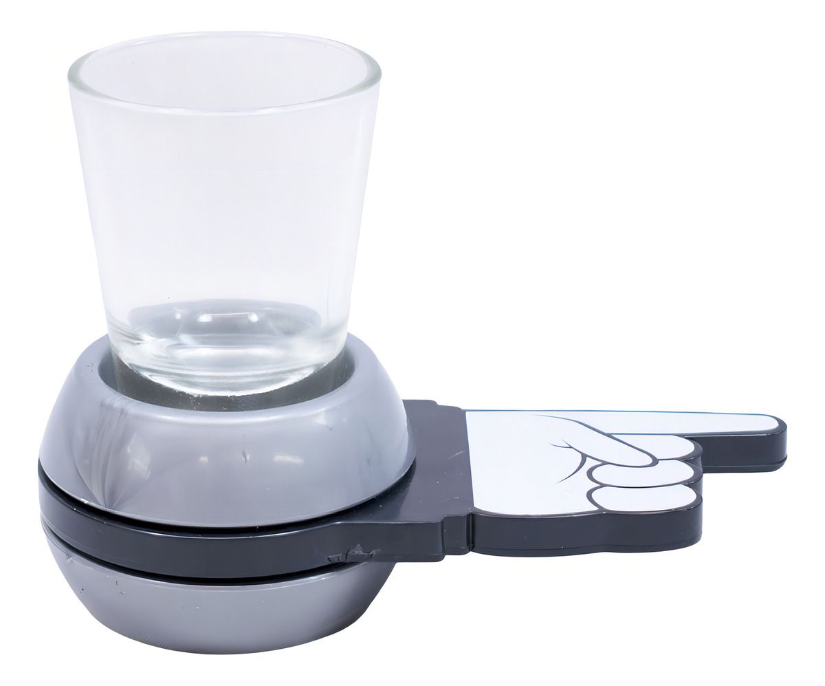 Side view of the shot spinner showing the rotating collar and the long pointer arm