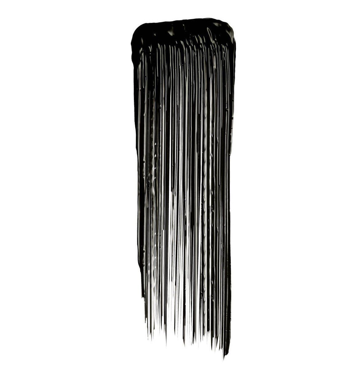 Long black mascara swatch showing the lengthening Sky High formula on white