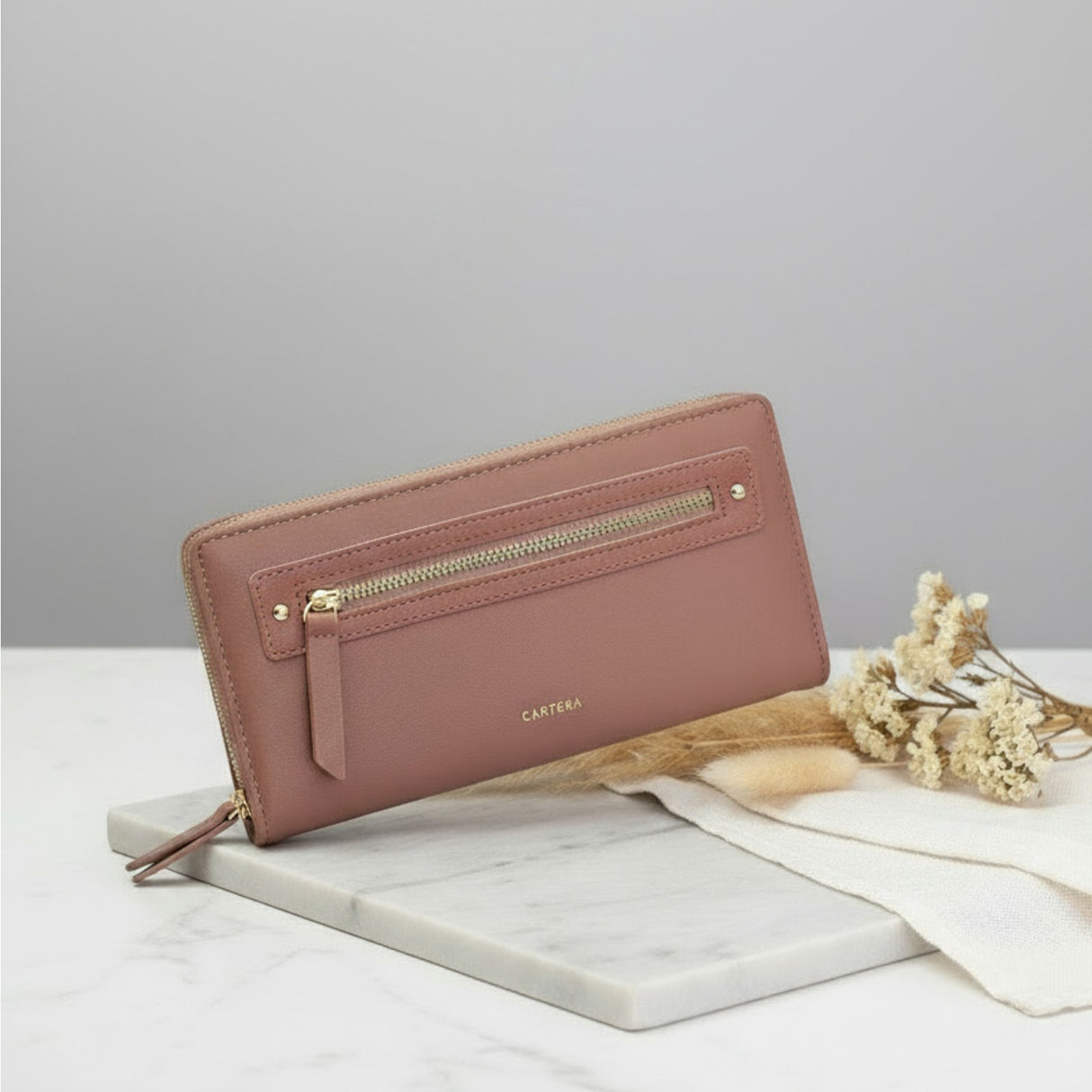 Pink women's wallet with a sleek gold zipper, Jack Gifts Online Lebanon