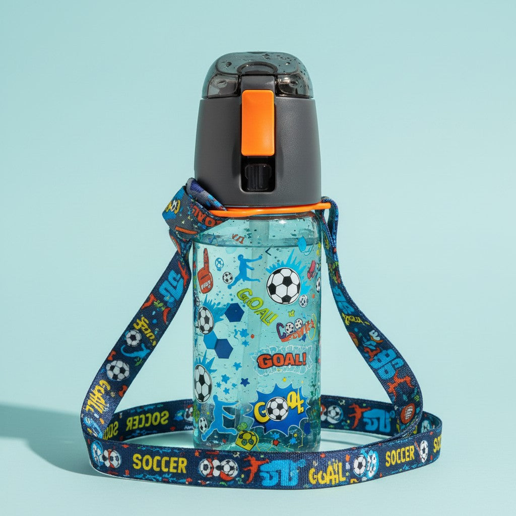 Kids soccer print water bottle with shoulder strap, Jack Gifts Online Lebanon