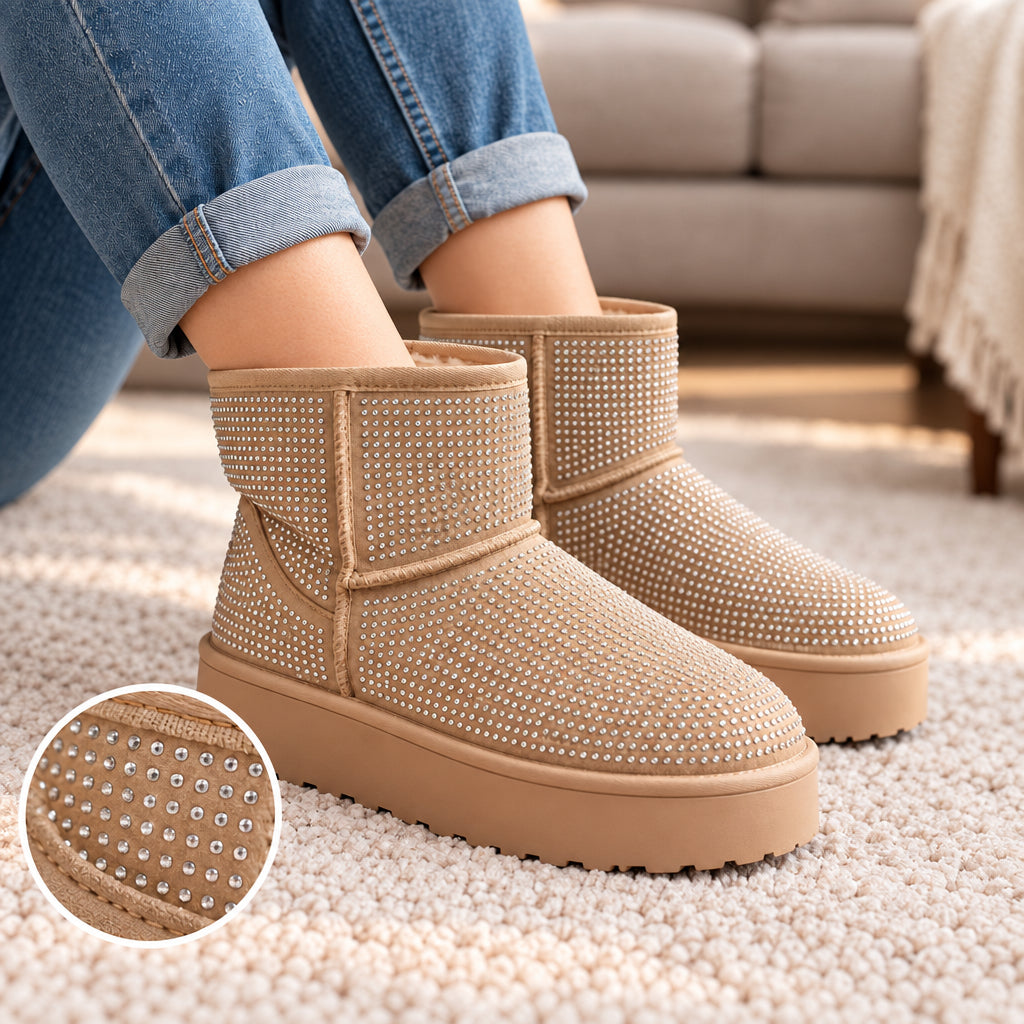 Sparkly Beige Winter Boots