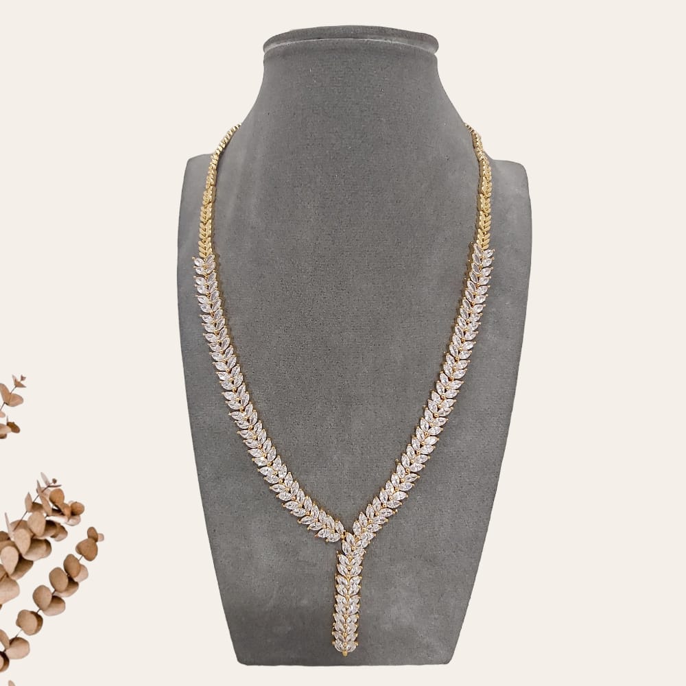 Gold Sparkly Stones Leaf Bridal Set 1