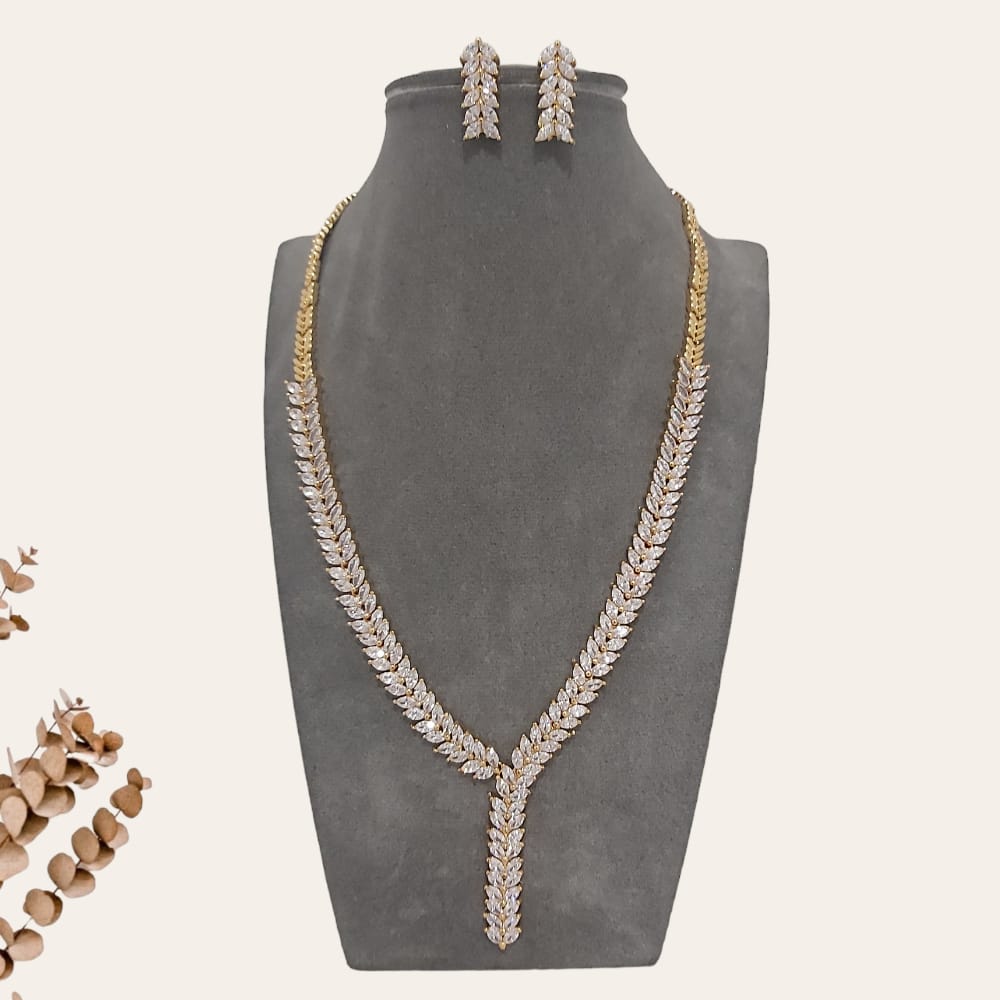 Gold Sparkly Stones Leaf Bridal Set 1