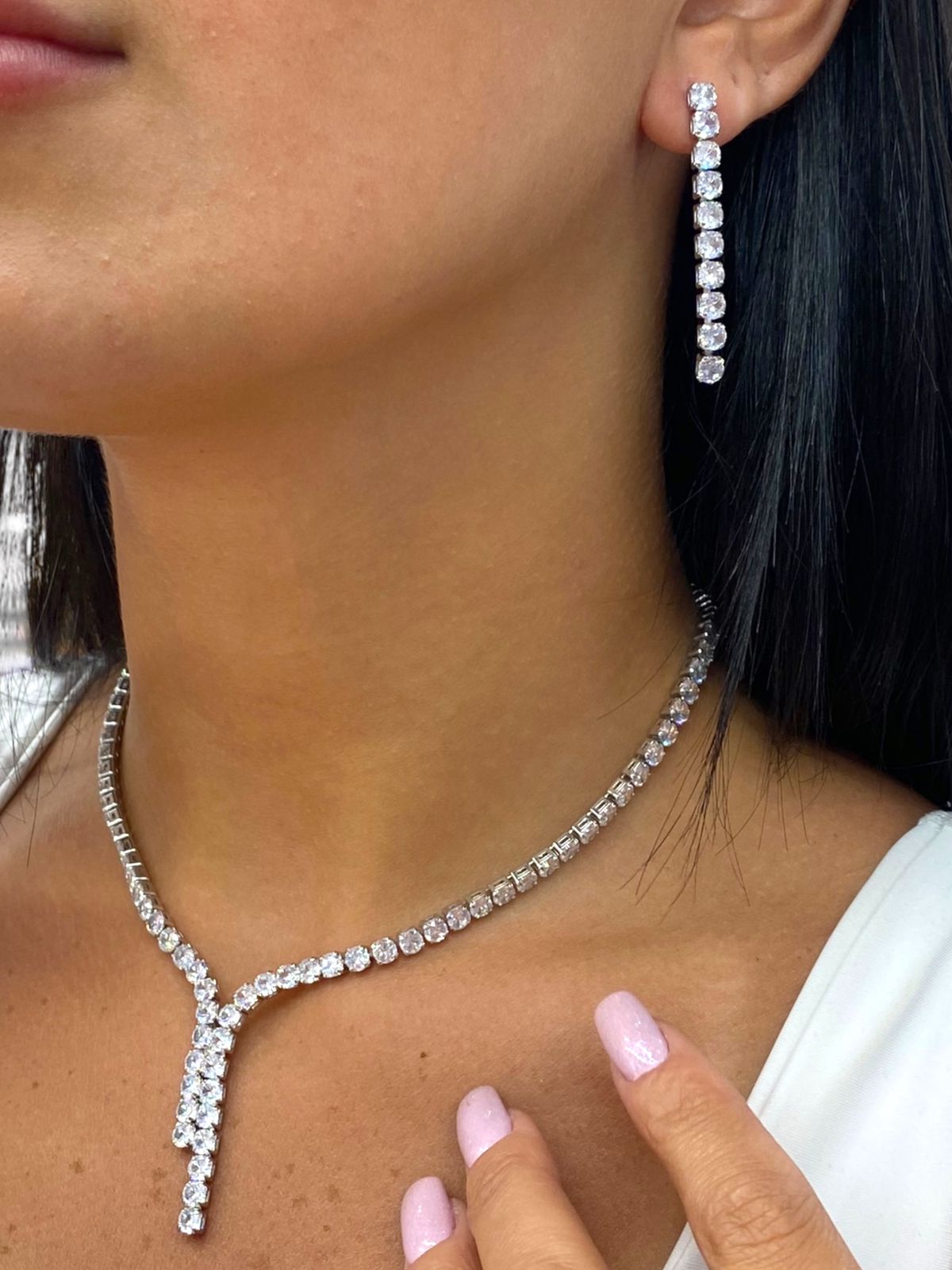 Rhinestone Necklace And Earring Set 3