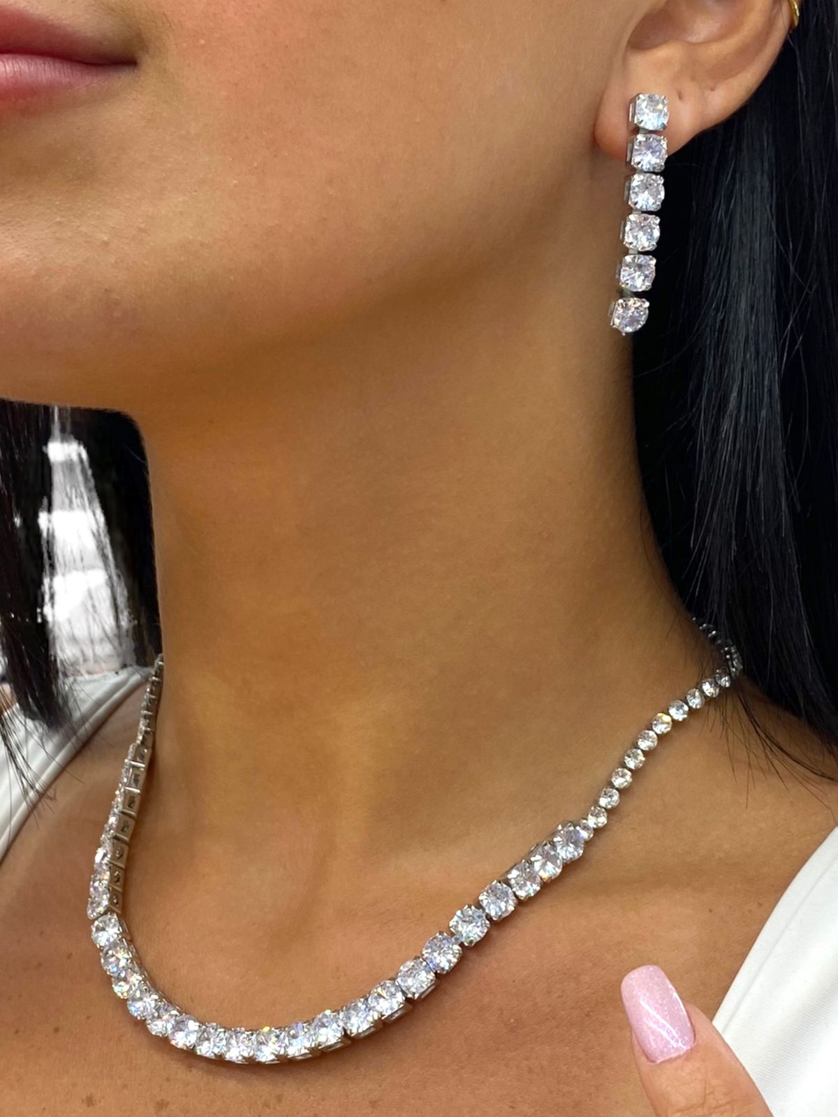 Rhinestone Necklace And Earring Set 2