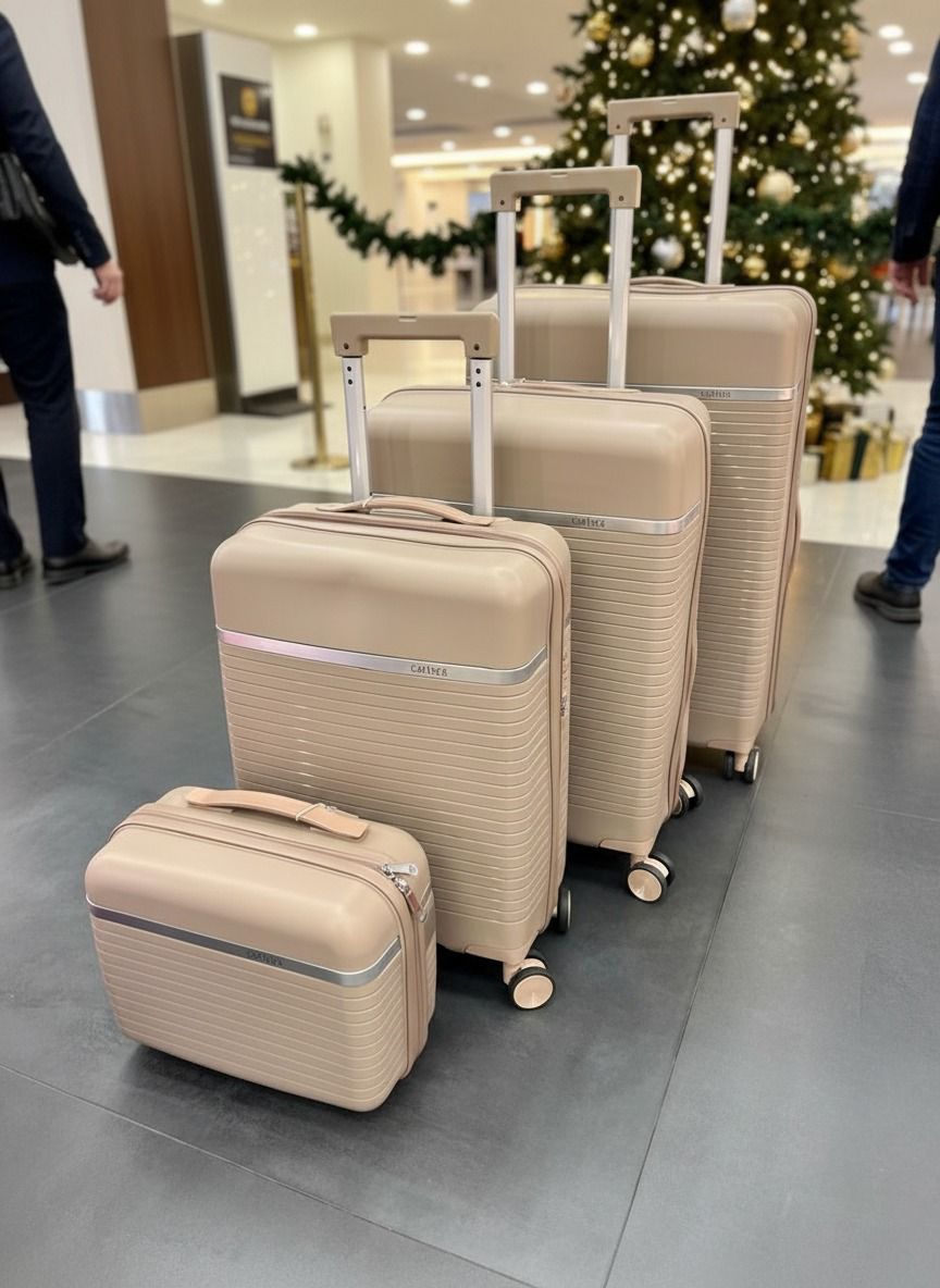 Beige 4-Piece Luggage Set