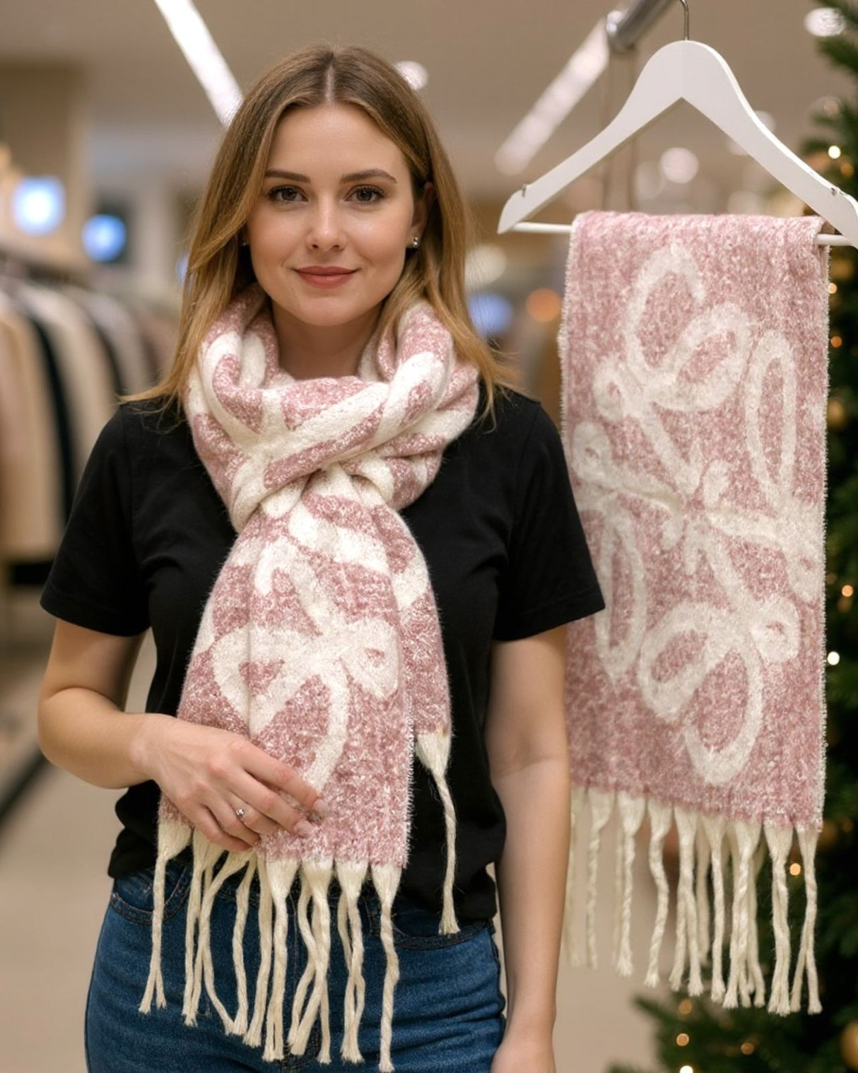 Pink Plaid winter scarf