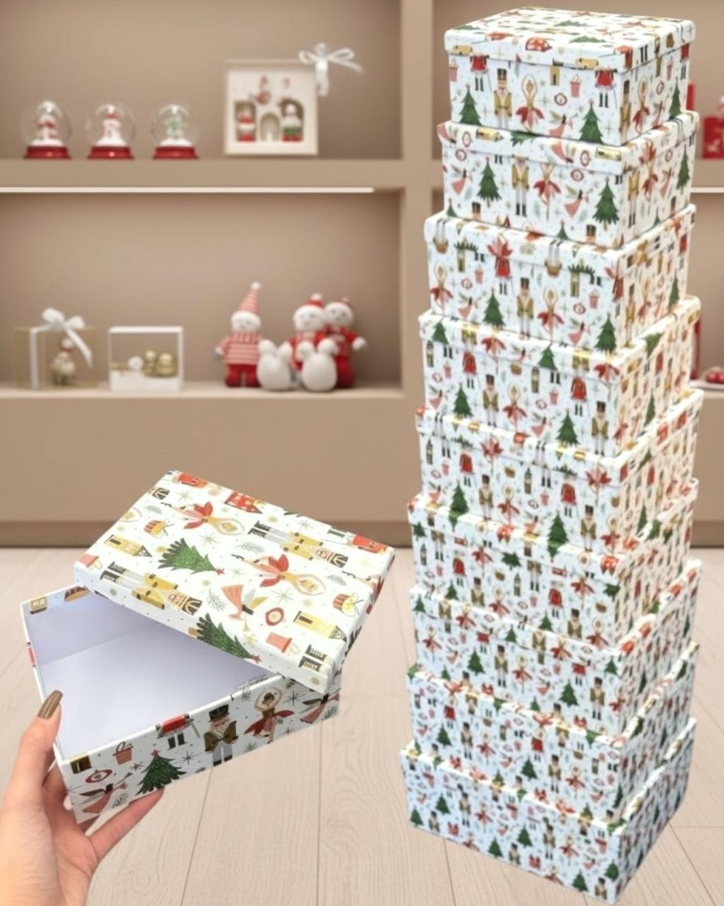 White 10 piece christmas gift box