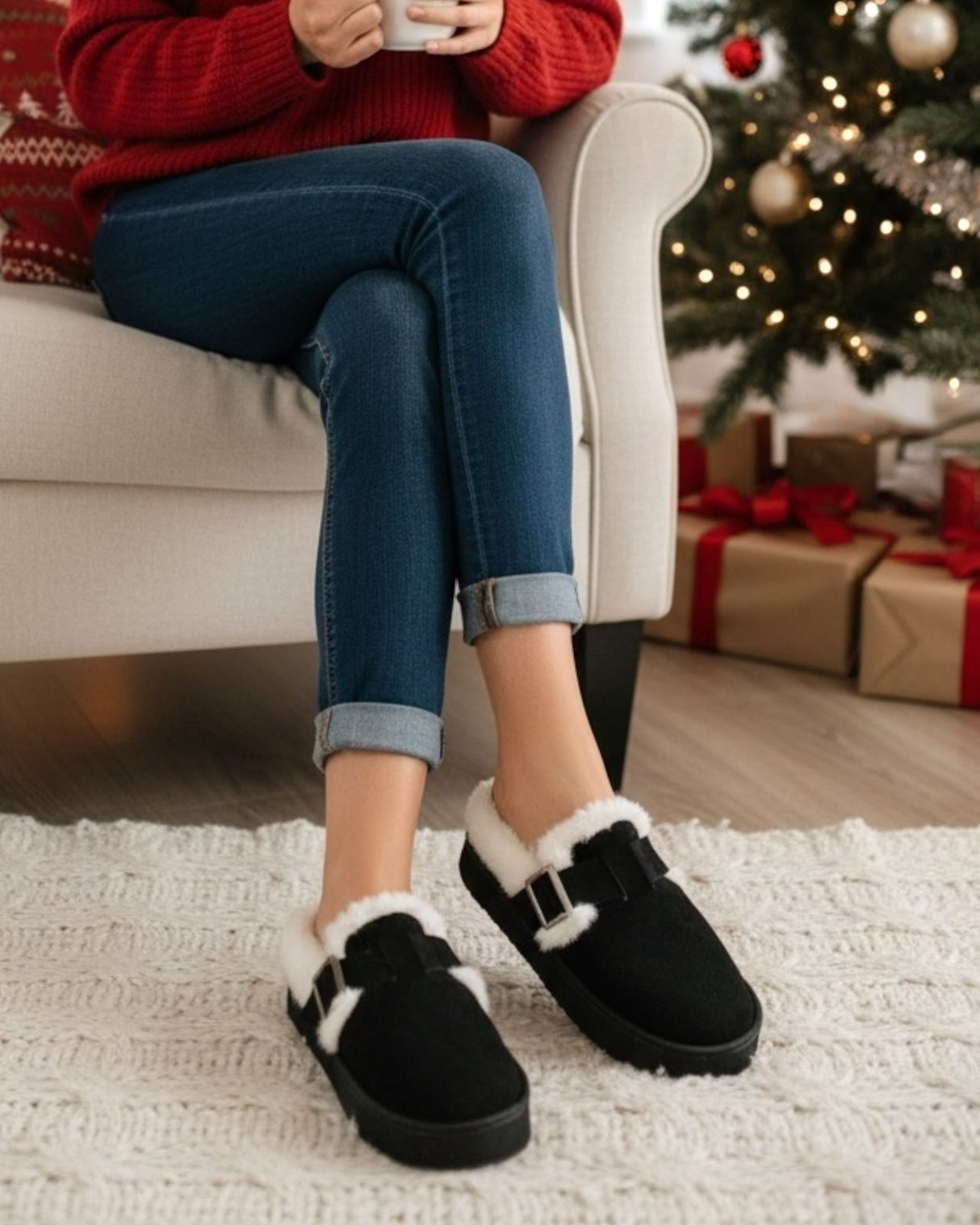 Black Cozy Slippers