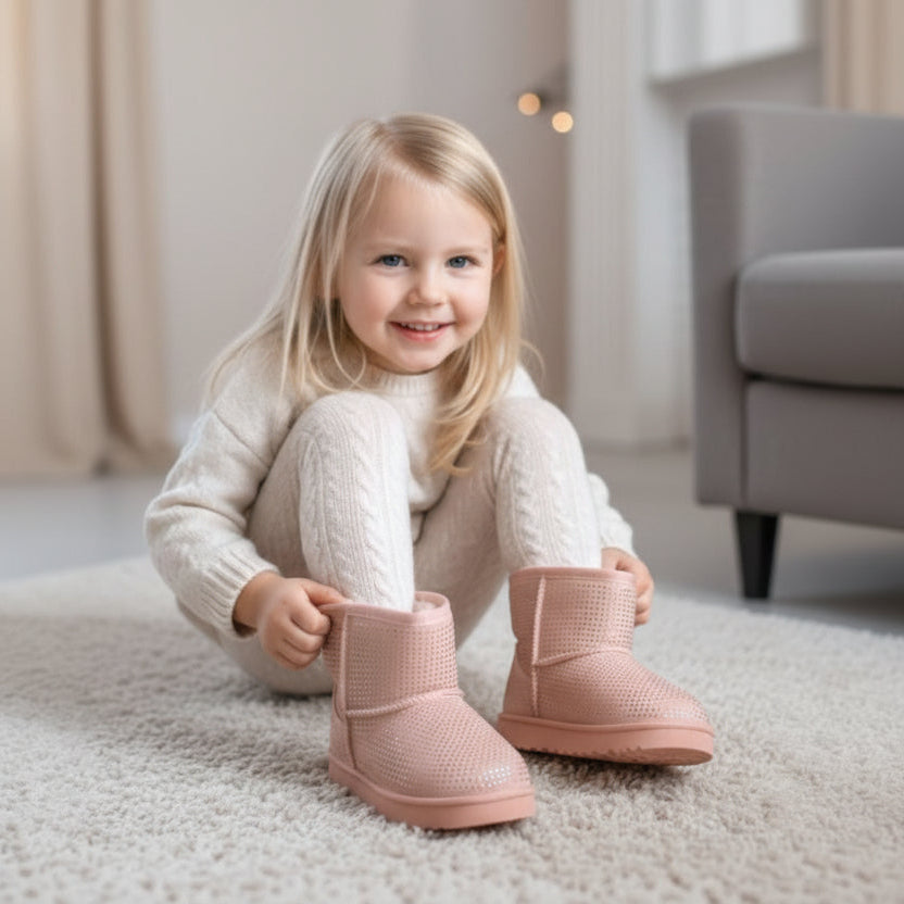 Kids Sparkly Pink Winter Boots