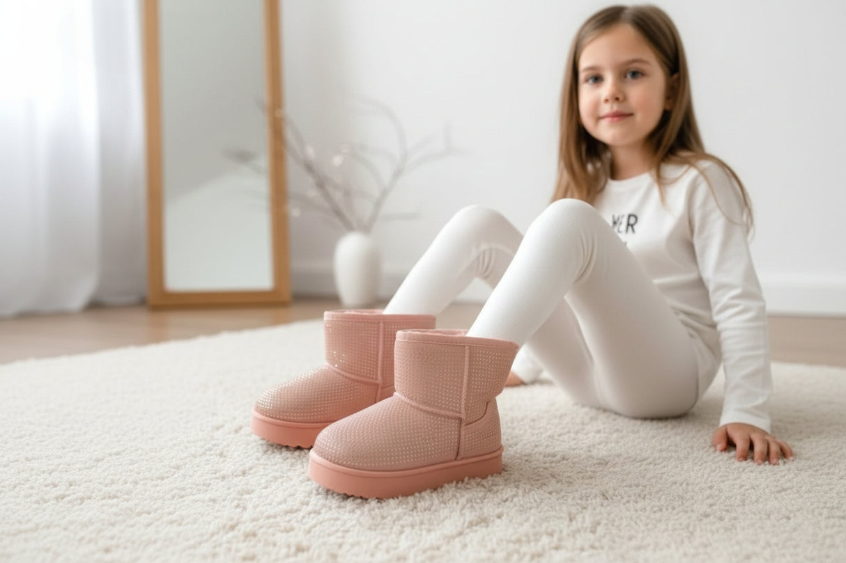 Kids Sparkly Pink Winter Boots