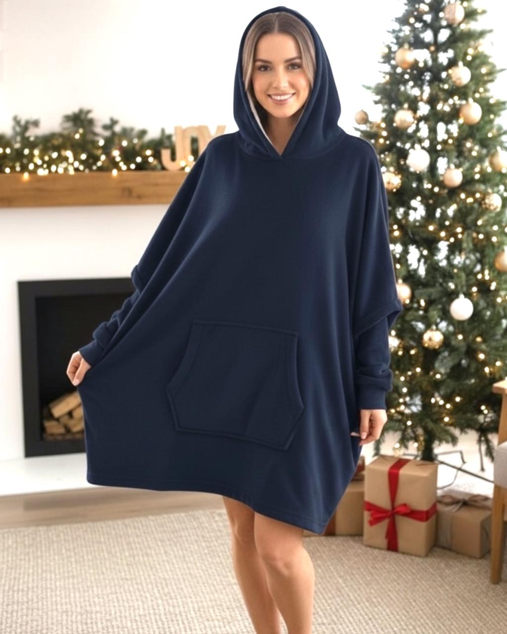 Navy Hooded Blanket
