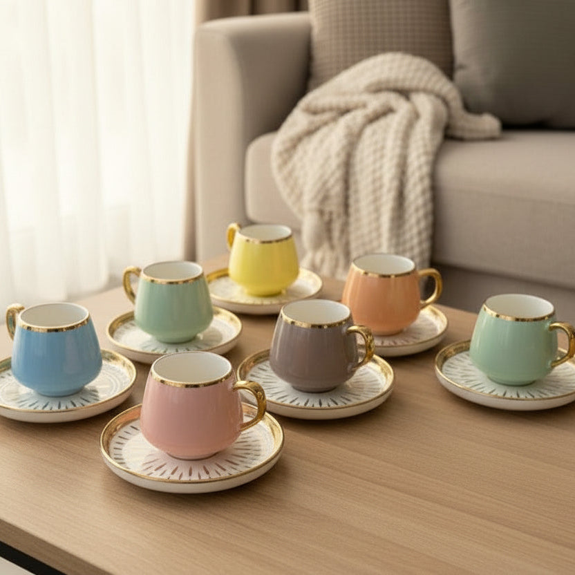 Pastel Coffee Cups Set