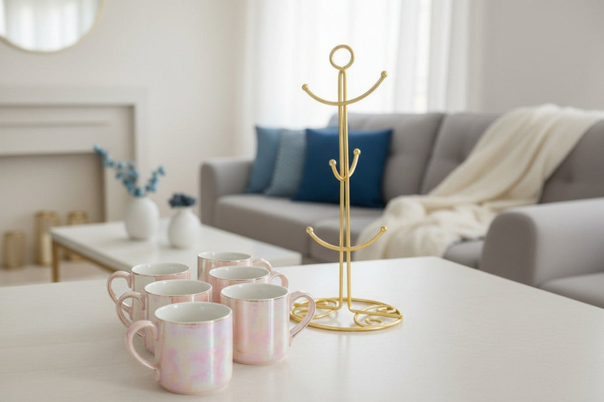 Chrome baby pink cups set