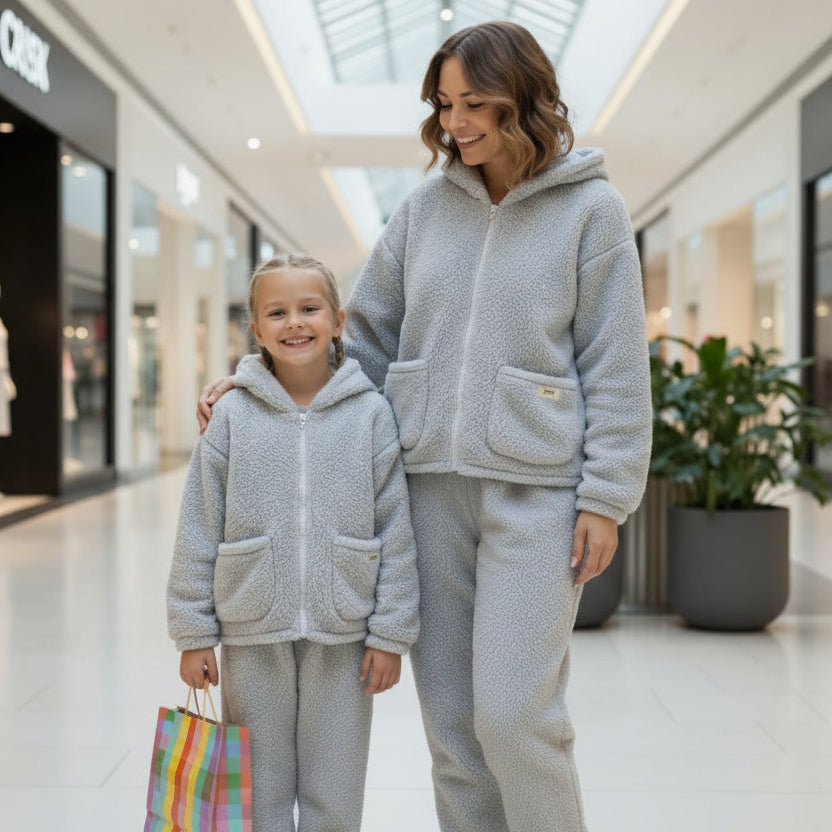 Grey Fleece Hoodie Set