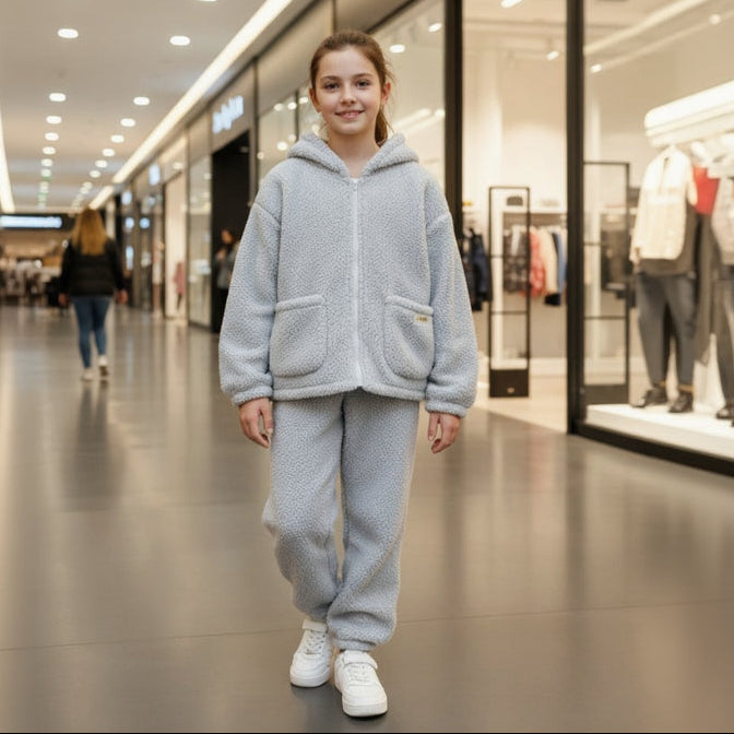 Grey Fleece Hoodie Set