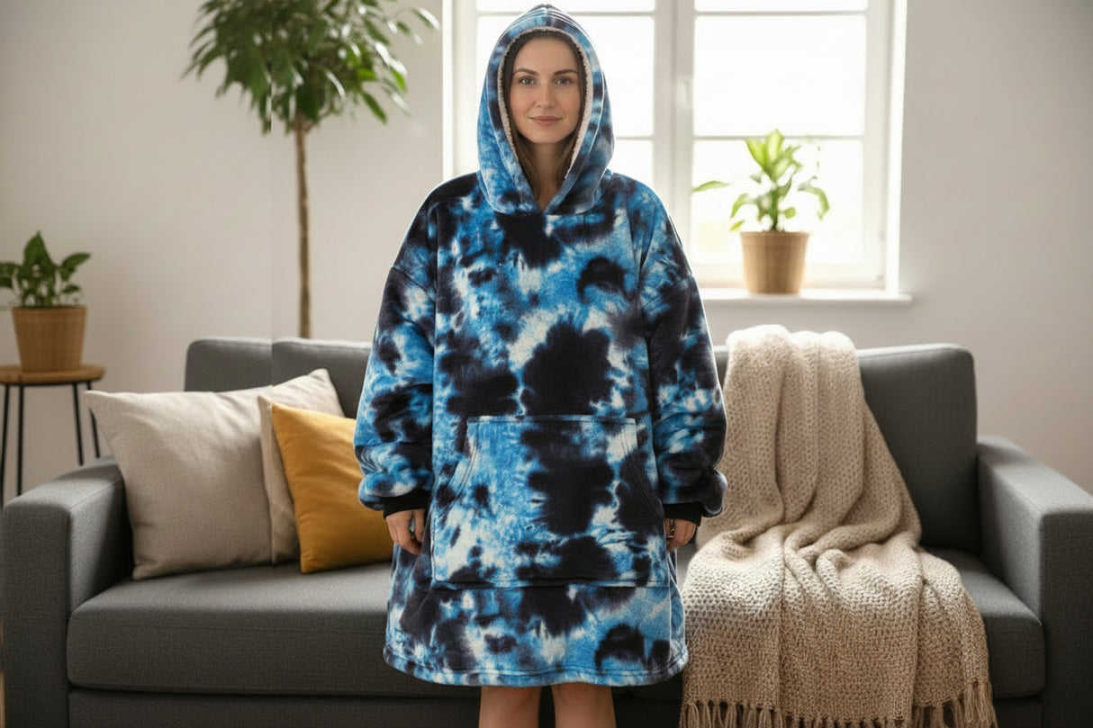 Tye Dye Blue hooded blanket