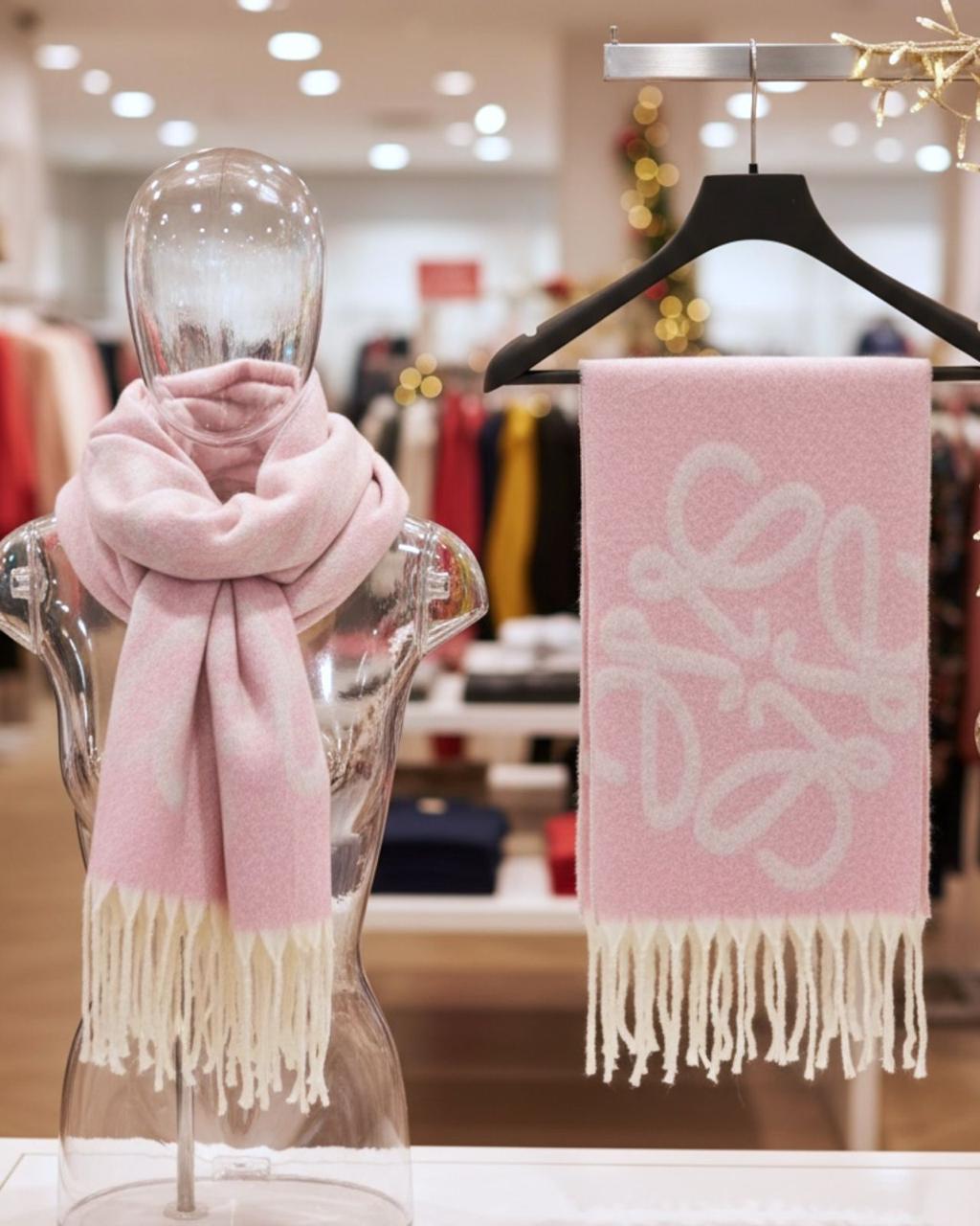 Light pink plaid scarf