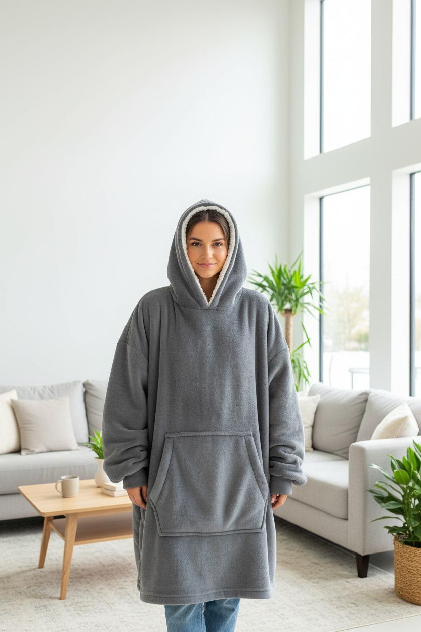 Dark Grey Hooded Blanket