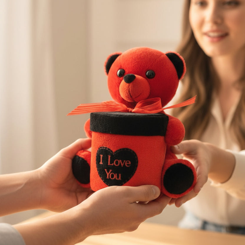 Bear with Circular Box