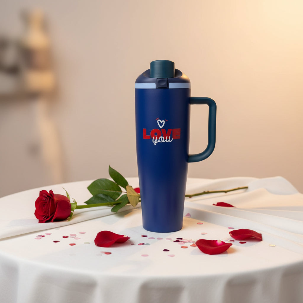 Navy Blue Valentines Thermal Mug