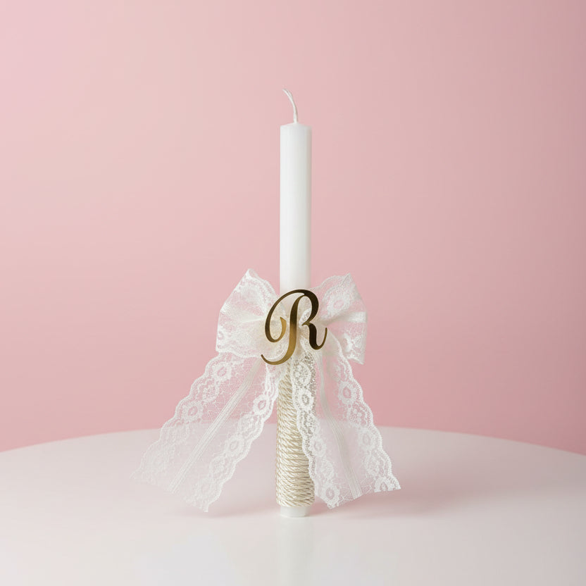 Custom Letter Lace Candle