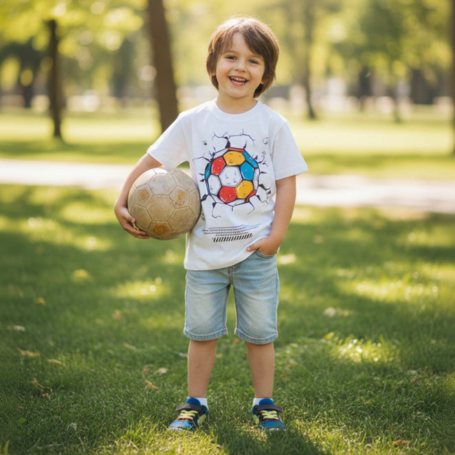 White Soccer Burst Tshirt