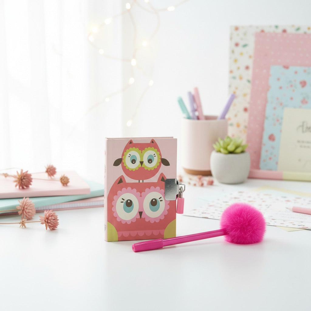Owl Lock Diary & Pen