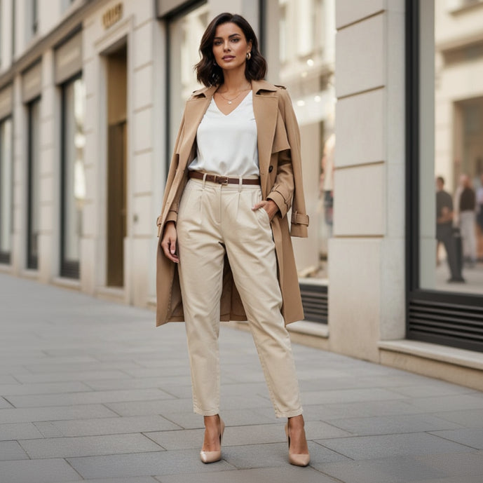 Beige Casual Trousers