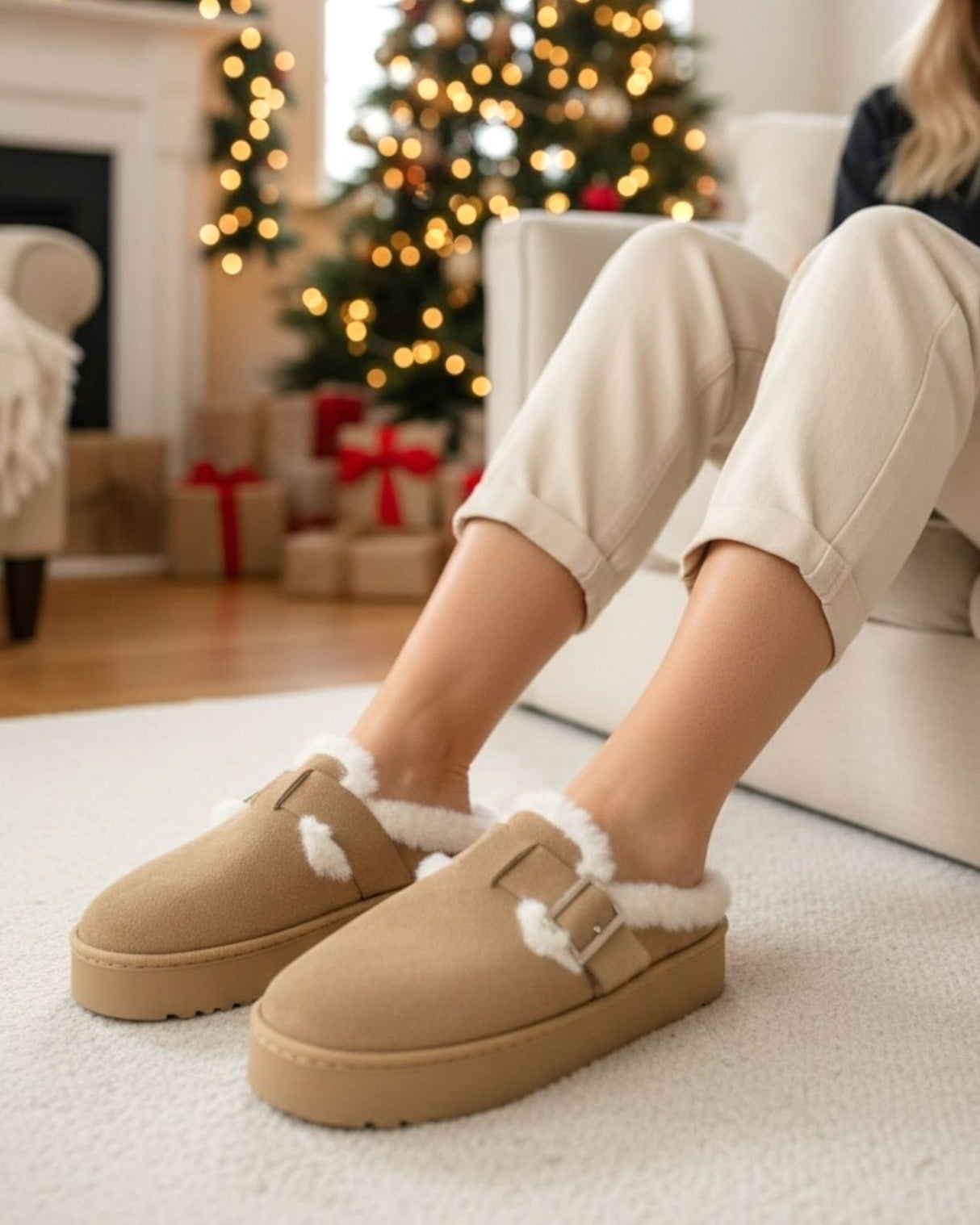 Beige Cozy Slippers
