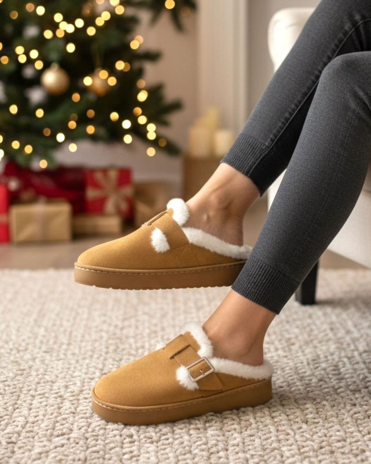 Brown cozy slippers
