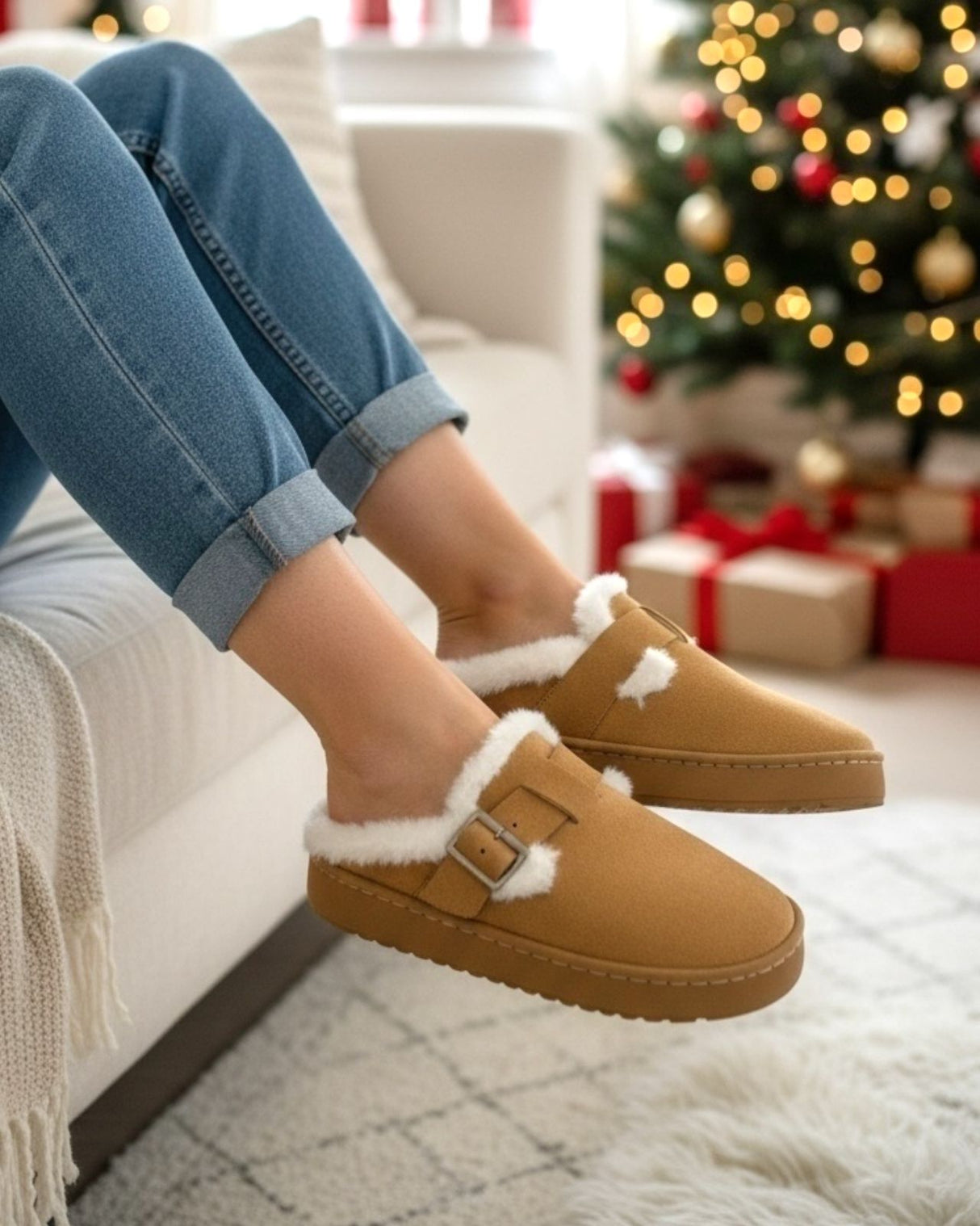 Brown cozy slippers