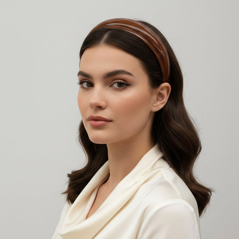woman wearing brown headband