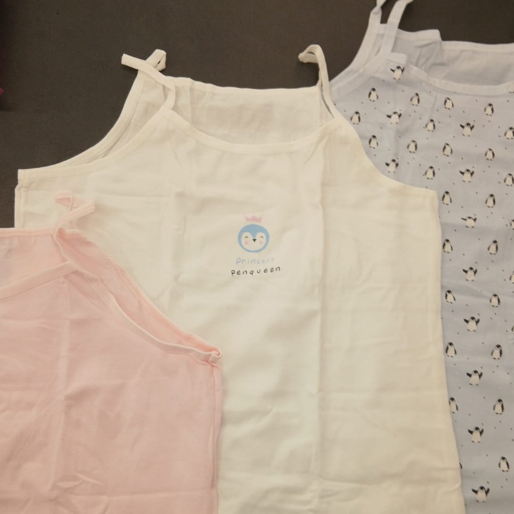 Girls Penguin Camisole Vests 3 Pack