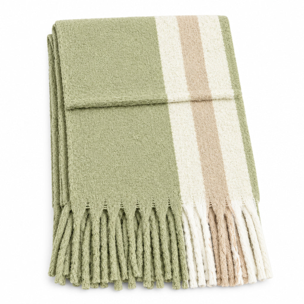 Olive Green Stripe Blanket Scarf