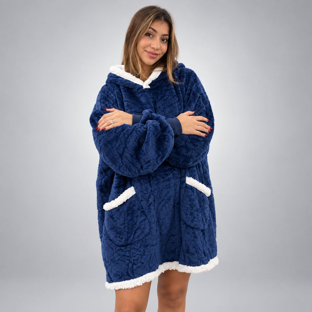 Navy Blue Hooded Blanket