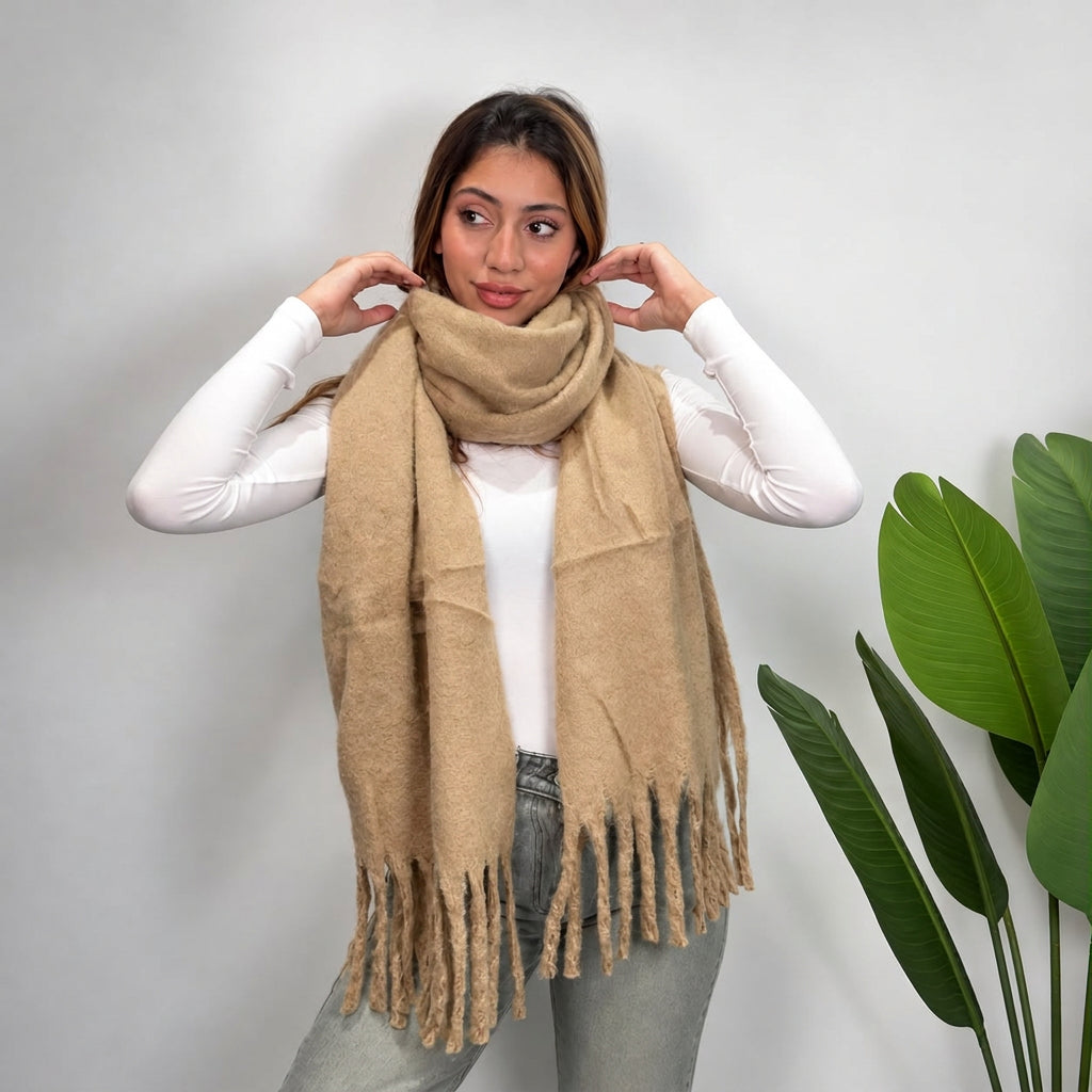 Mustard Tassel Blanket Scarf
