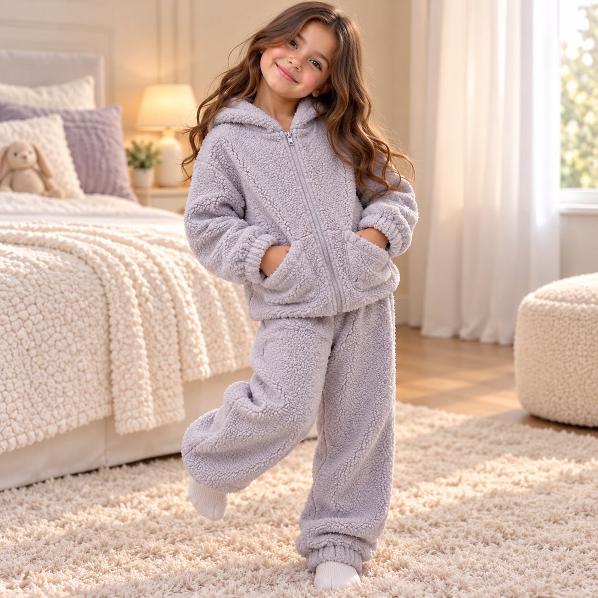 Purple Fleece Hoodie Set