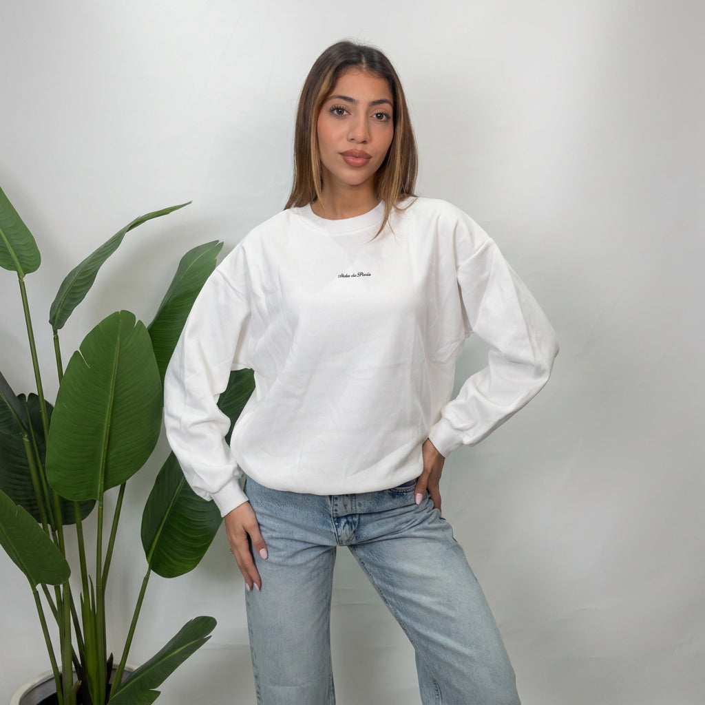 White Aube De Paris Script Sweatshirt