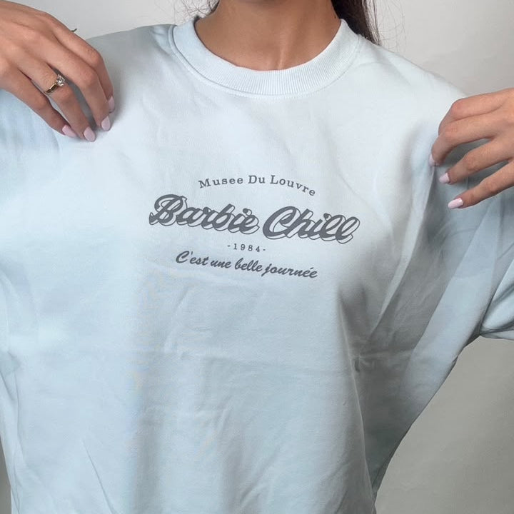 Light Blue Barbie Chill Script Sweatshirt