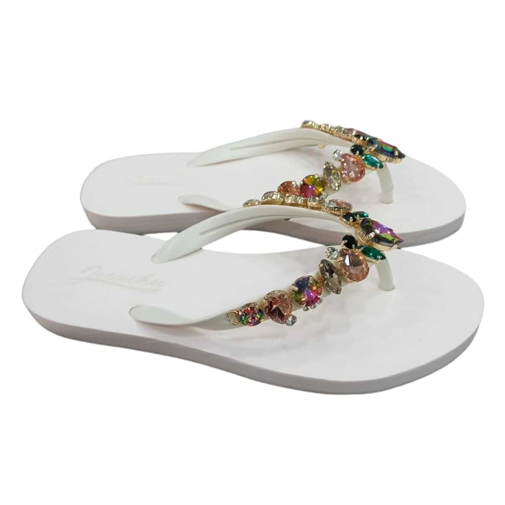 White Rhinestone Slippers