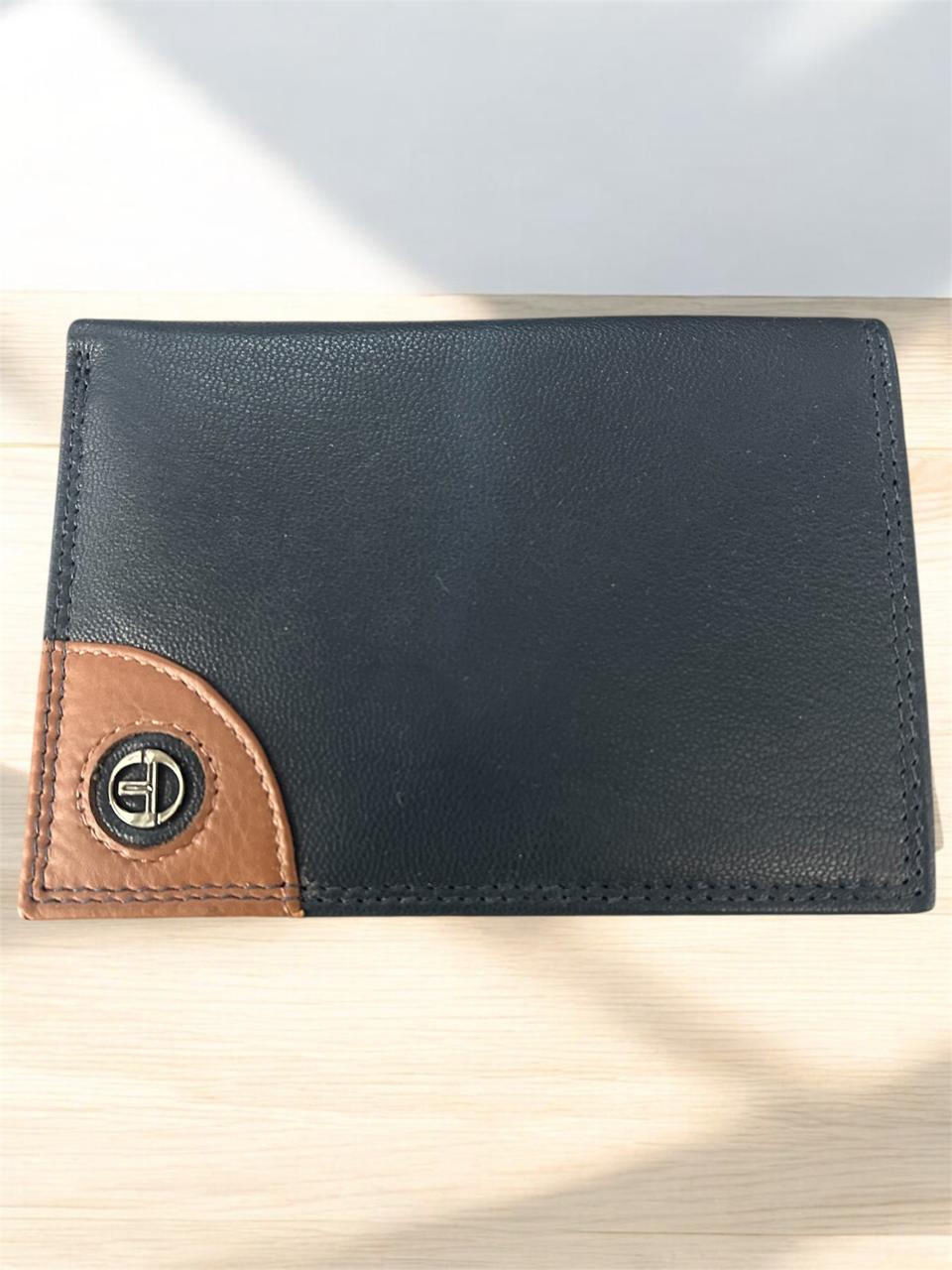 Classic Navy-Blue and Brown Wallet