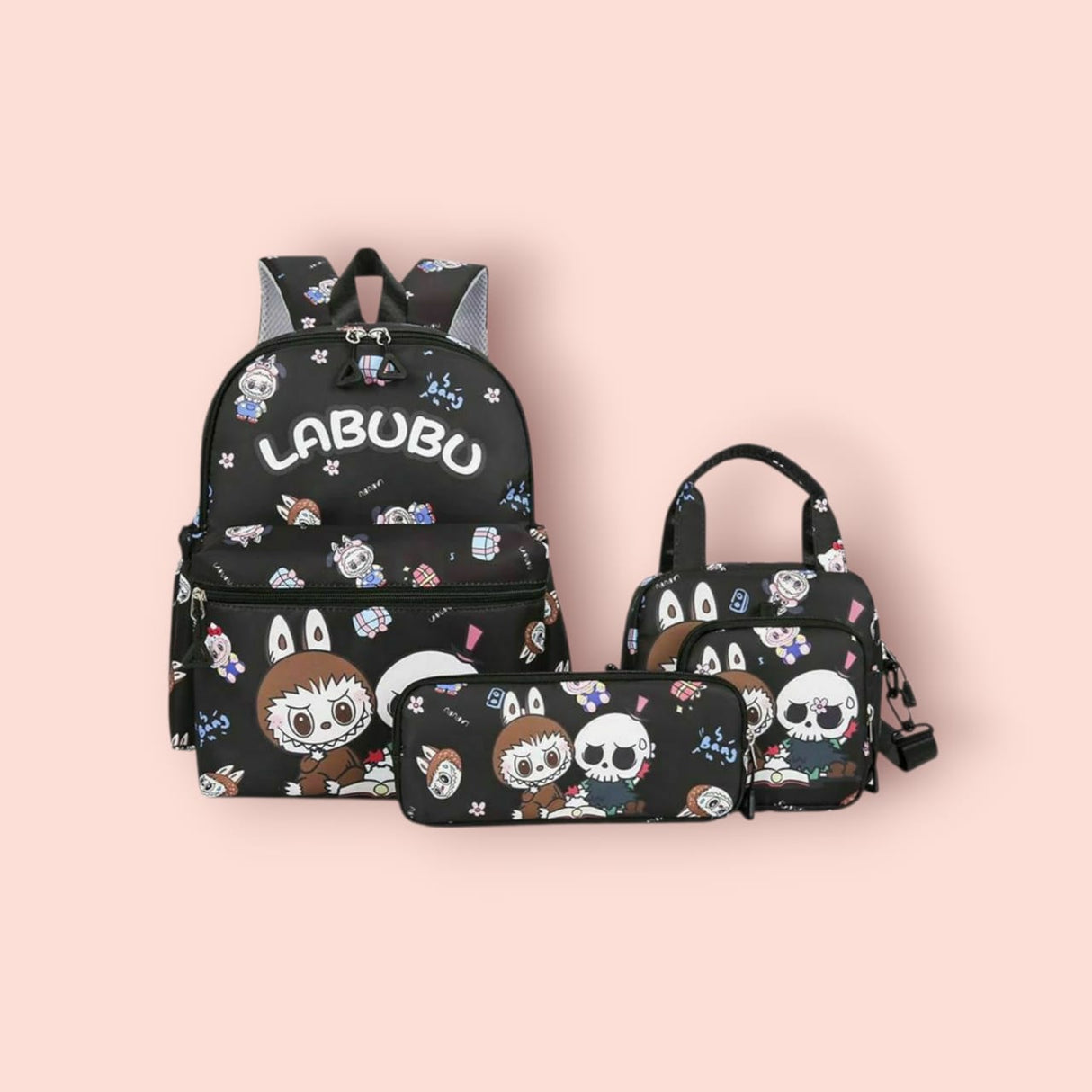 Labubu 4 piece set black