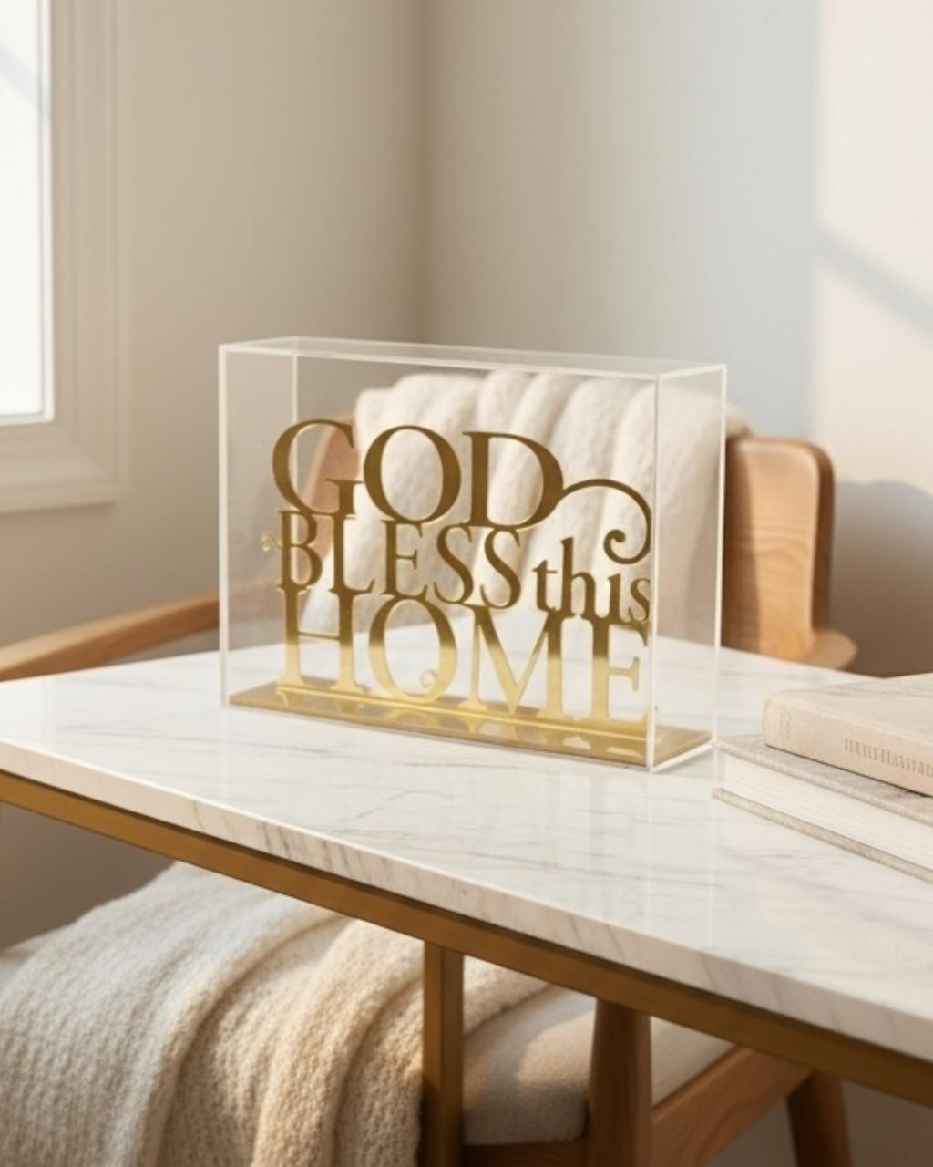 God Bless This Home Laser-cute Gold