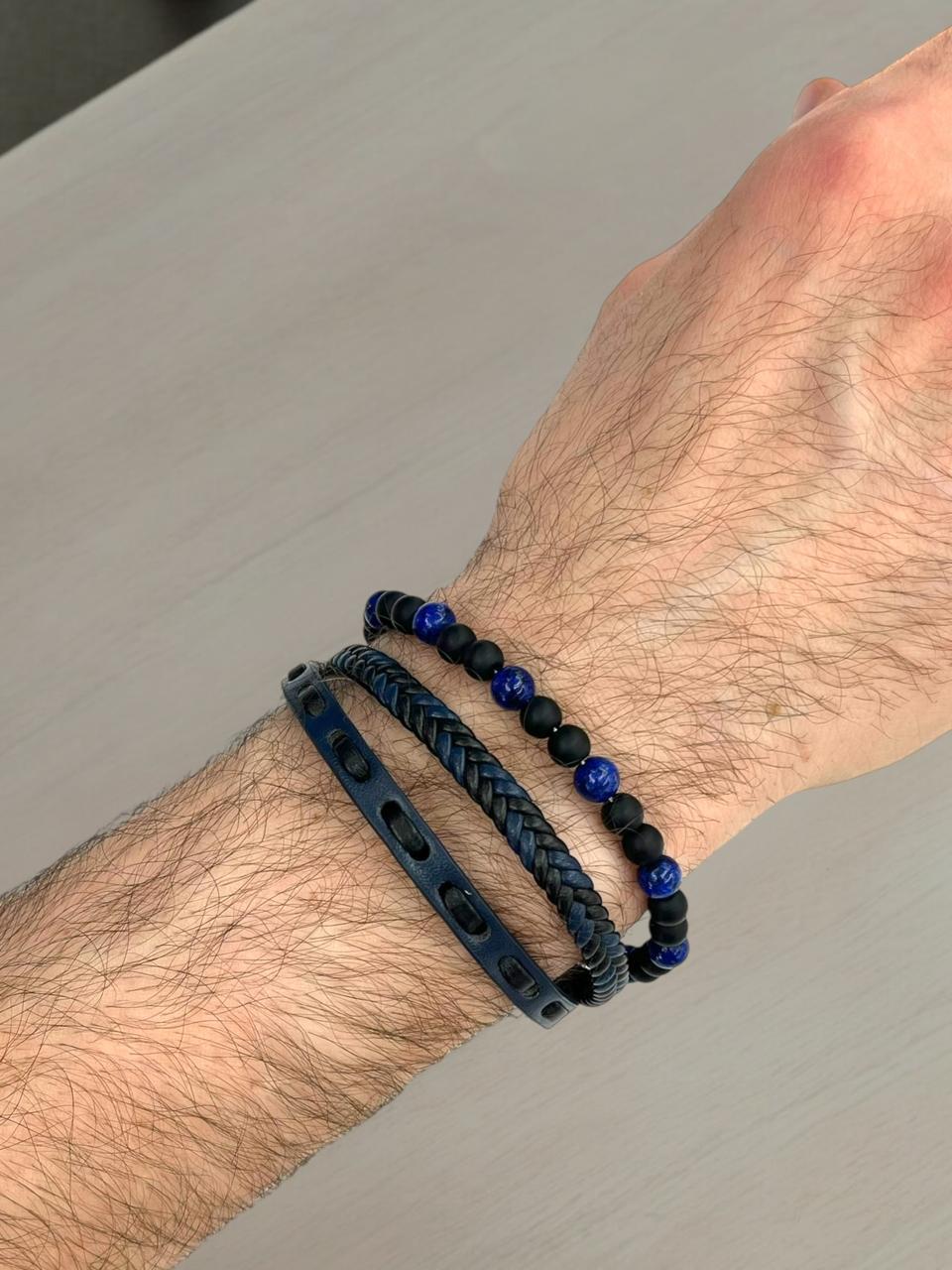 Braided and Beaded Leather Bracelet