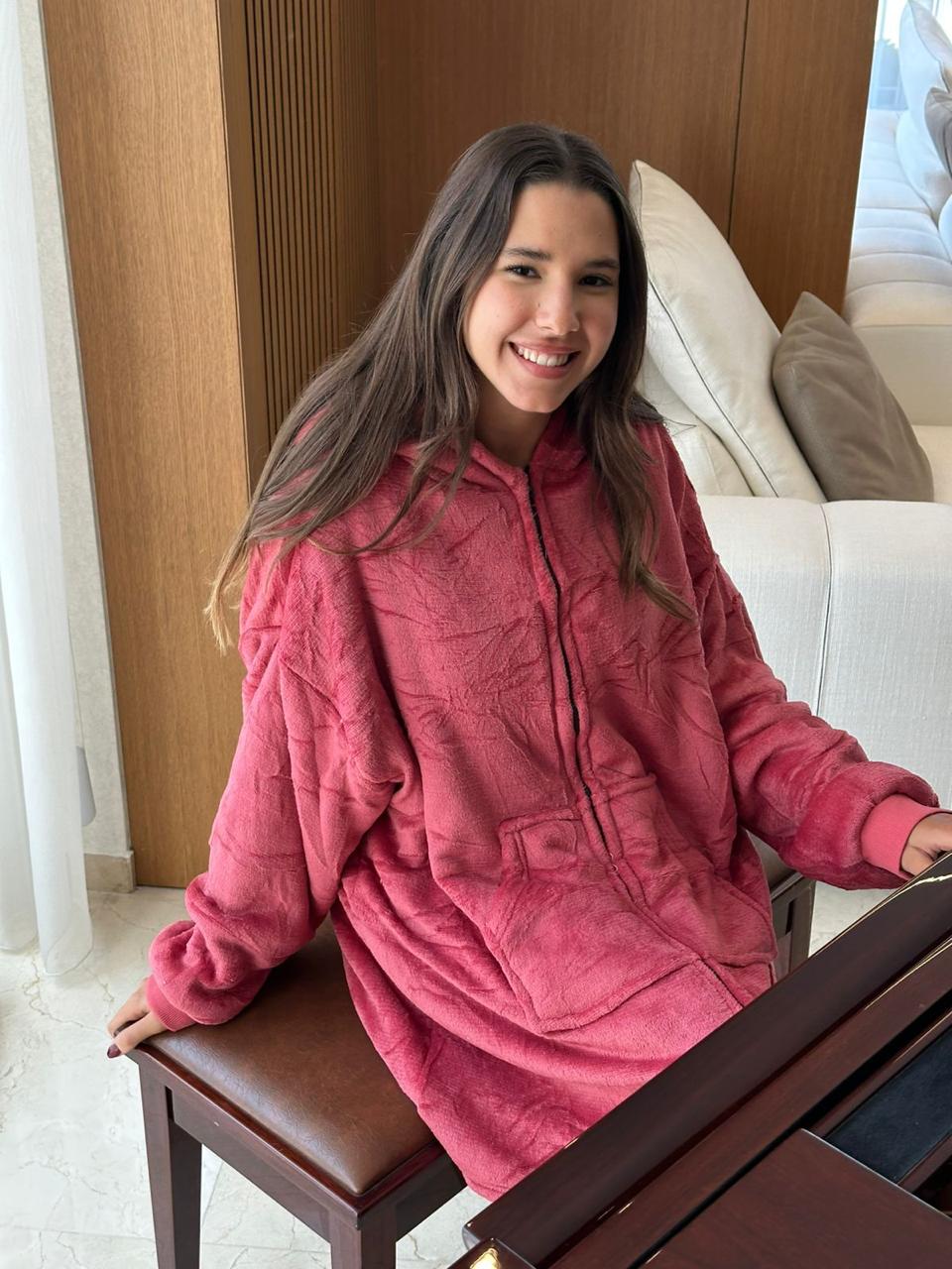 Red Hooded blanket w zipper