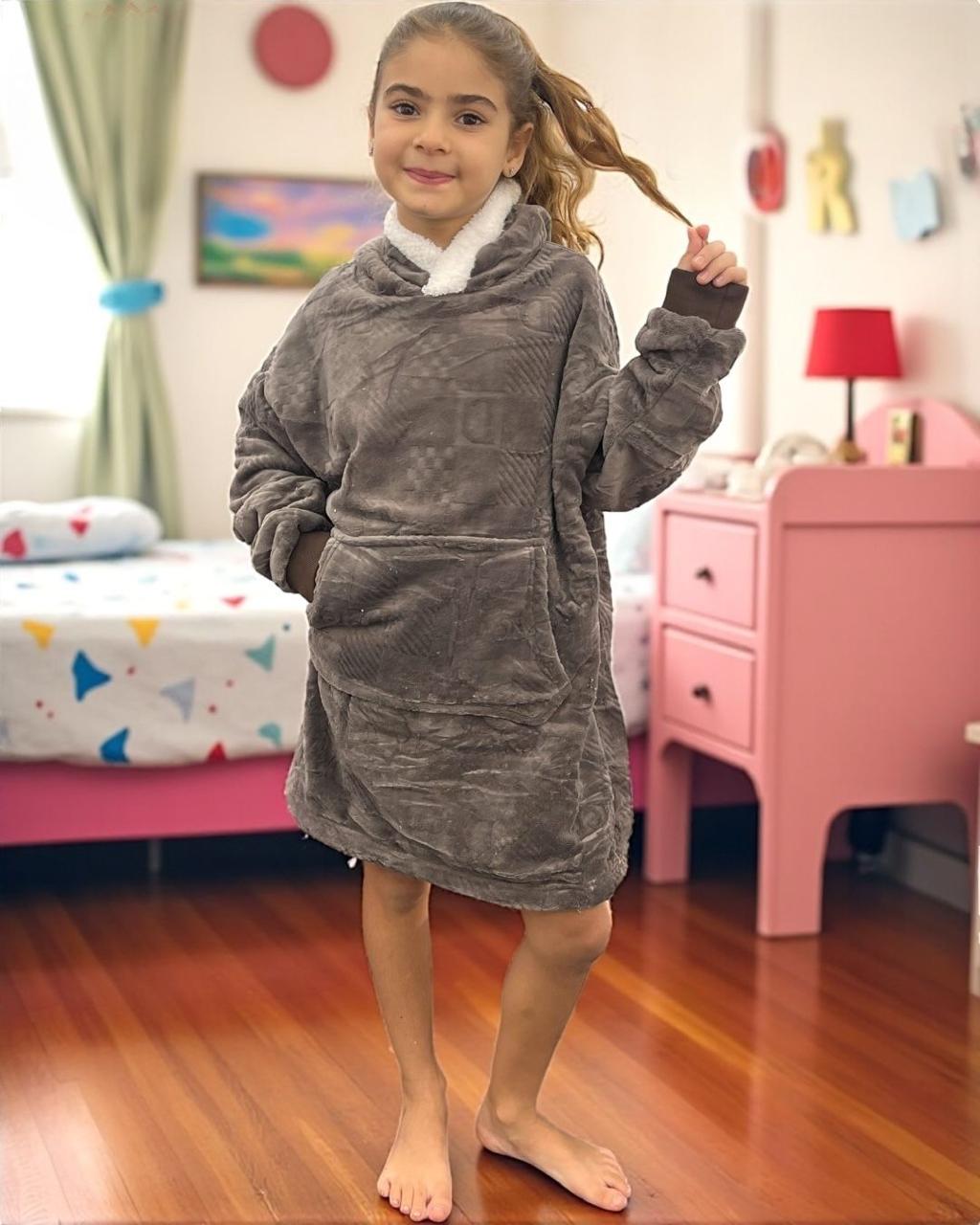 Brown kids hooded blanket